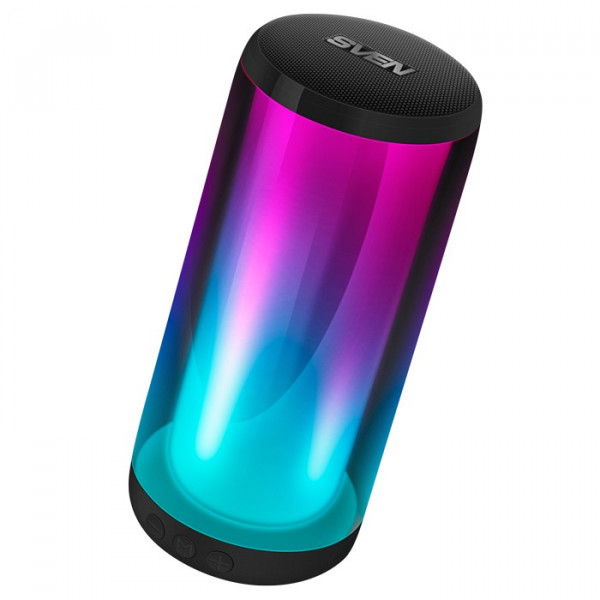 Портативная акустика SVEN PS-260, Bluetooth, 10Вт RMS, TWS, RGB 12 режимов подсветки, Night Light, FM, USB, microSD, 2000 мАч, Черный